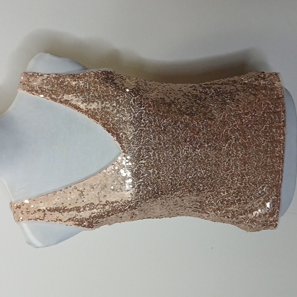 Grace Karin Tops - Grace Karin rose gold sequined zip side tank top size small